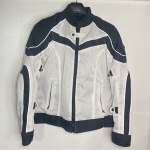 Bilt Racing Cycle Gear Jacket Women’s Medium With Pads White Black Zip Pockets
